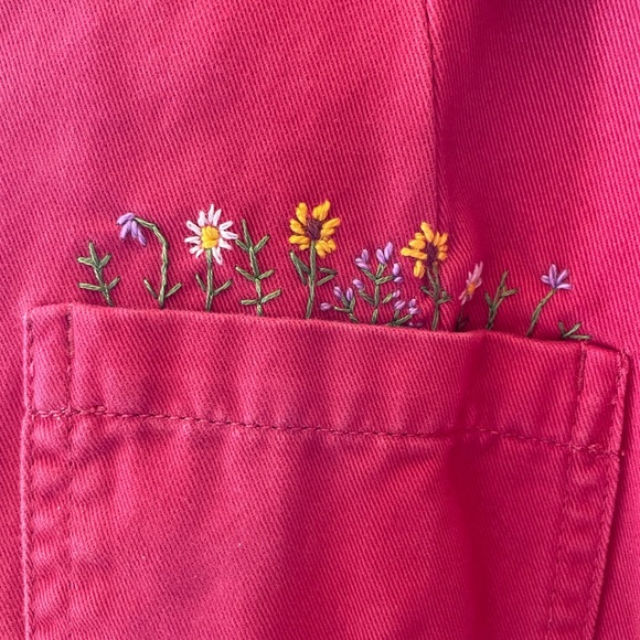 Eddie Bauer hand embroidered red jean jacket - Picture 6 of 15